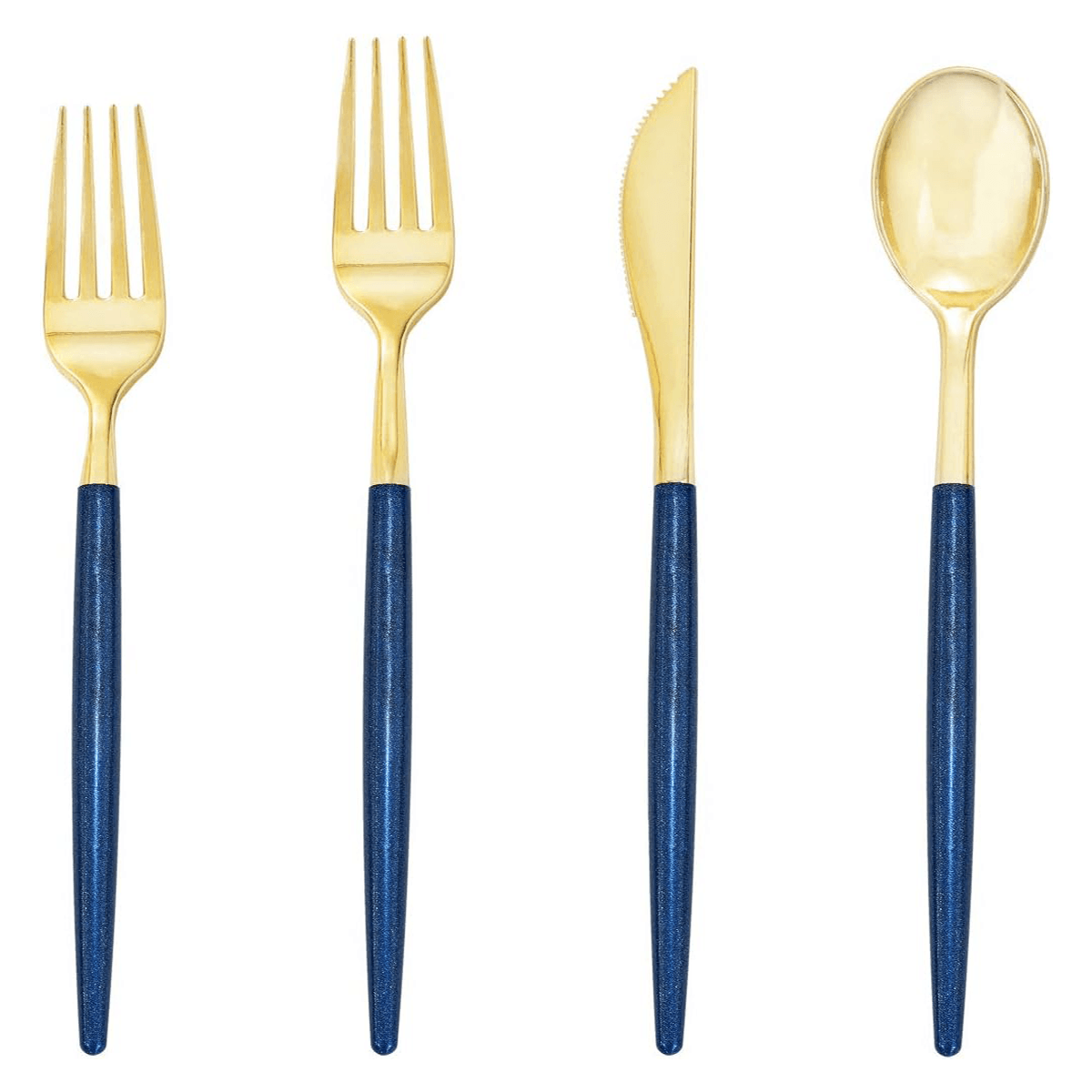 Gold & Blue Glitter Plastic Cutlery Set (180 Pieces) — view 2