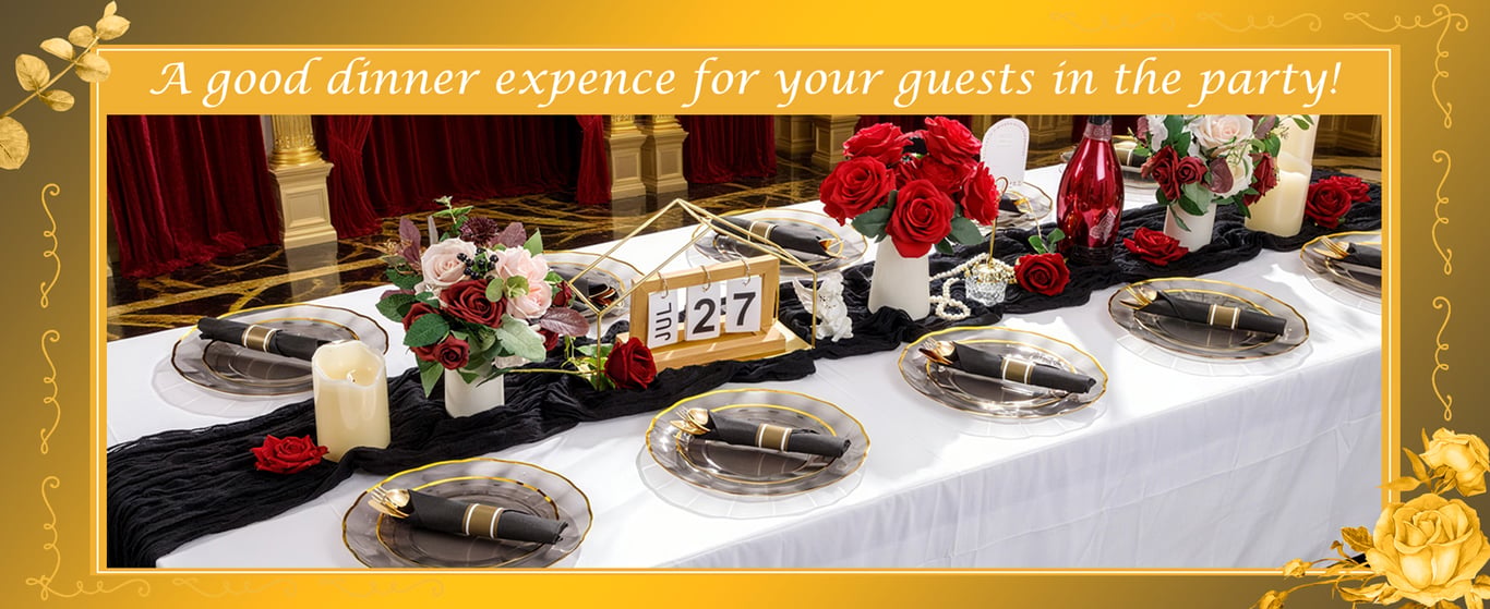 Gold Pre-Rolled Silverware with Black Napkins (30 Pieces) — view 6