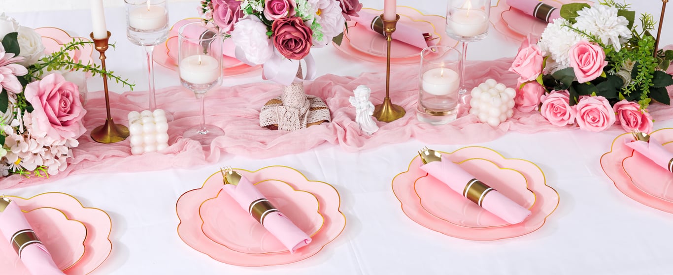 Pink Pre-Rolled Cutlery with Napkins (30 Pieces) — view 6