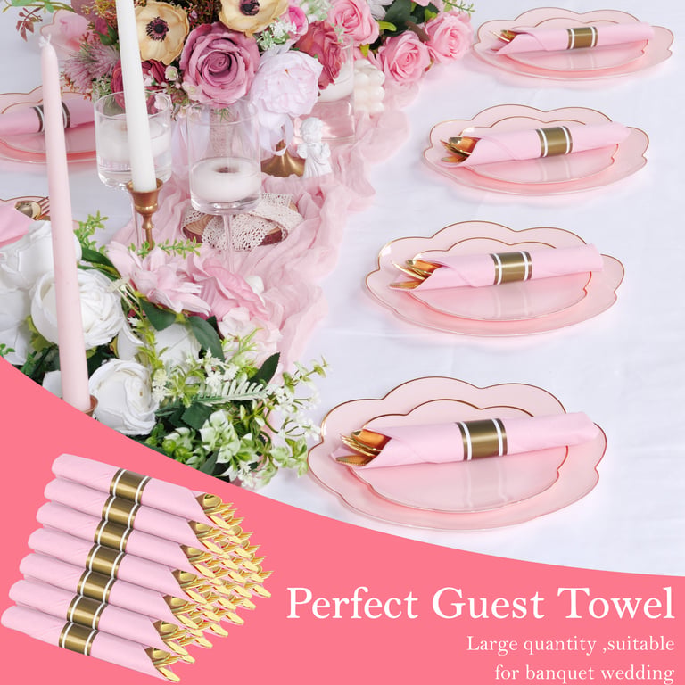 Pink Pre-Rolled Cutlery with Napkins (30 Pieces) — view 9