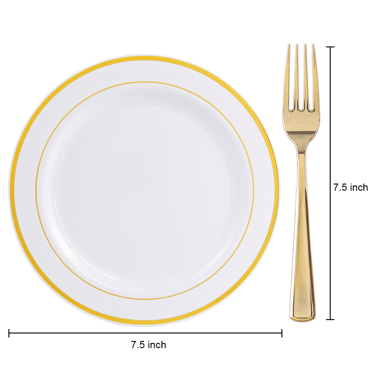 White & Gold Rim Dessert Plates & Forks Set (144 Pieces) — view 2