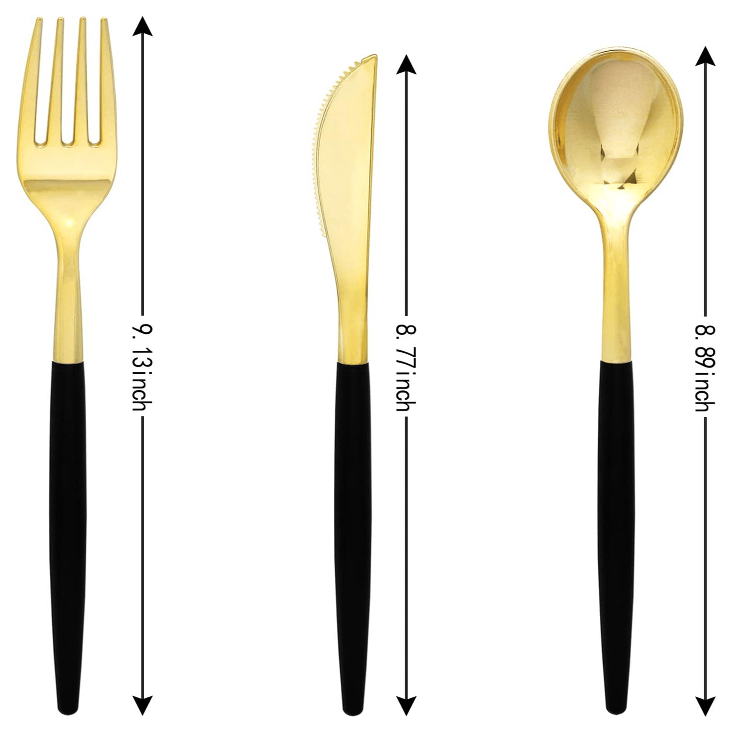 Gold & Black Plastic Cutlery Set (102 Pieces) — view 10