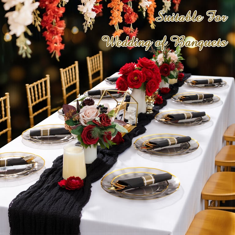 Black And Gold Pre-Rolled Cutlery with Napkins (120 Pieces) — view 11