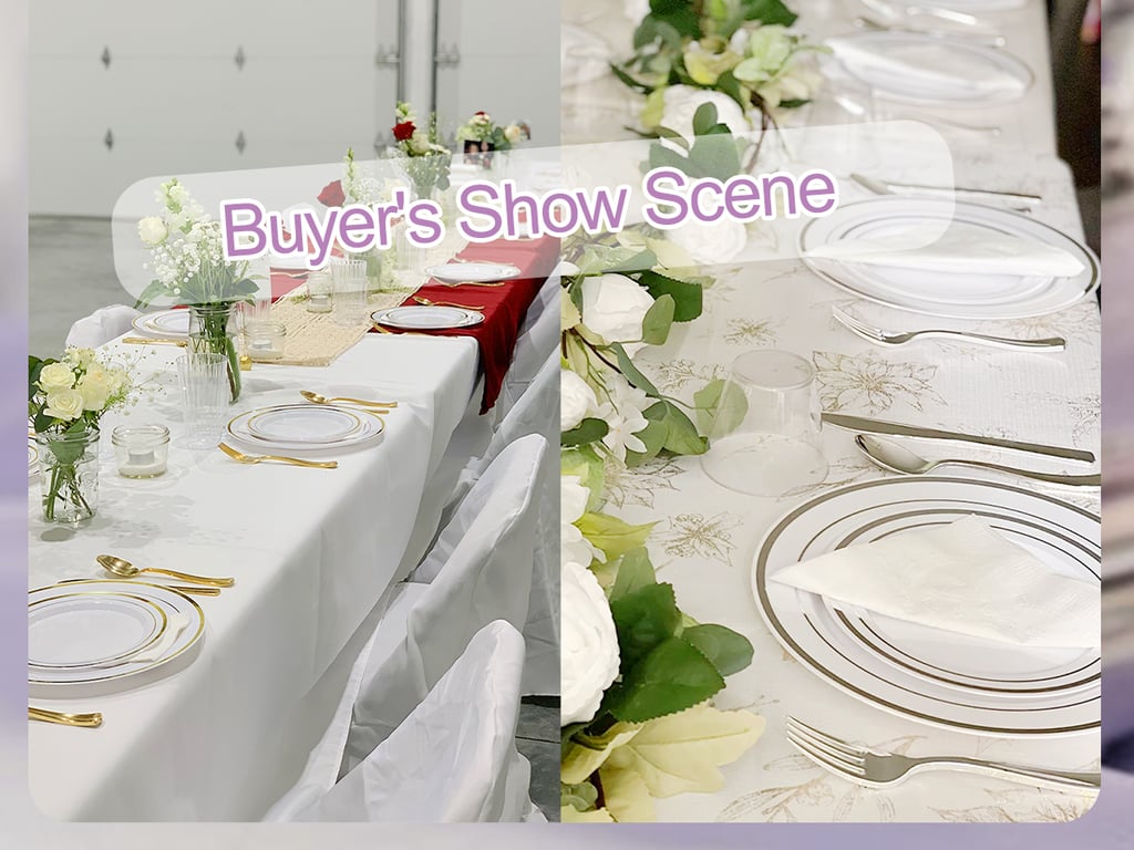 White And Silver, Silver, White Silver Plastic Dinnerware Set for Party — view 11