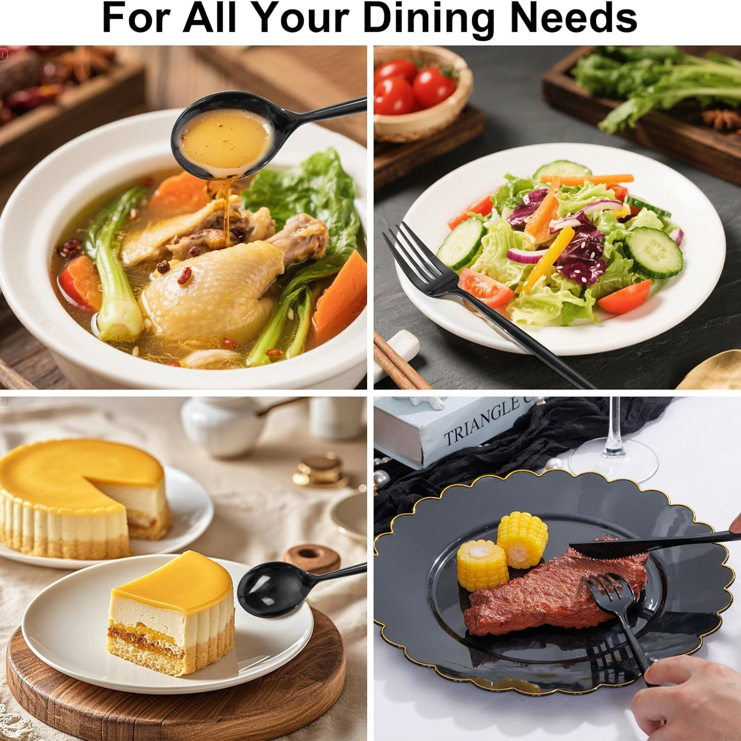 Black Classic Plastic Silverware Set — view 3