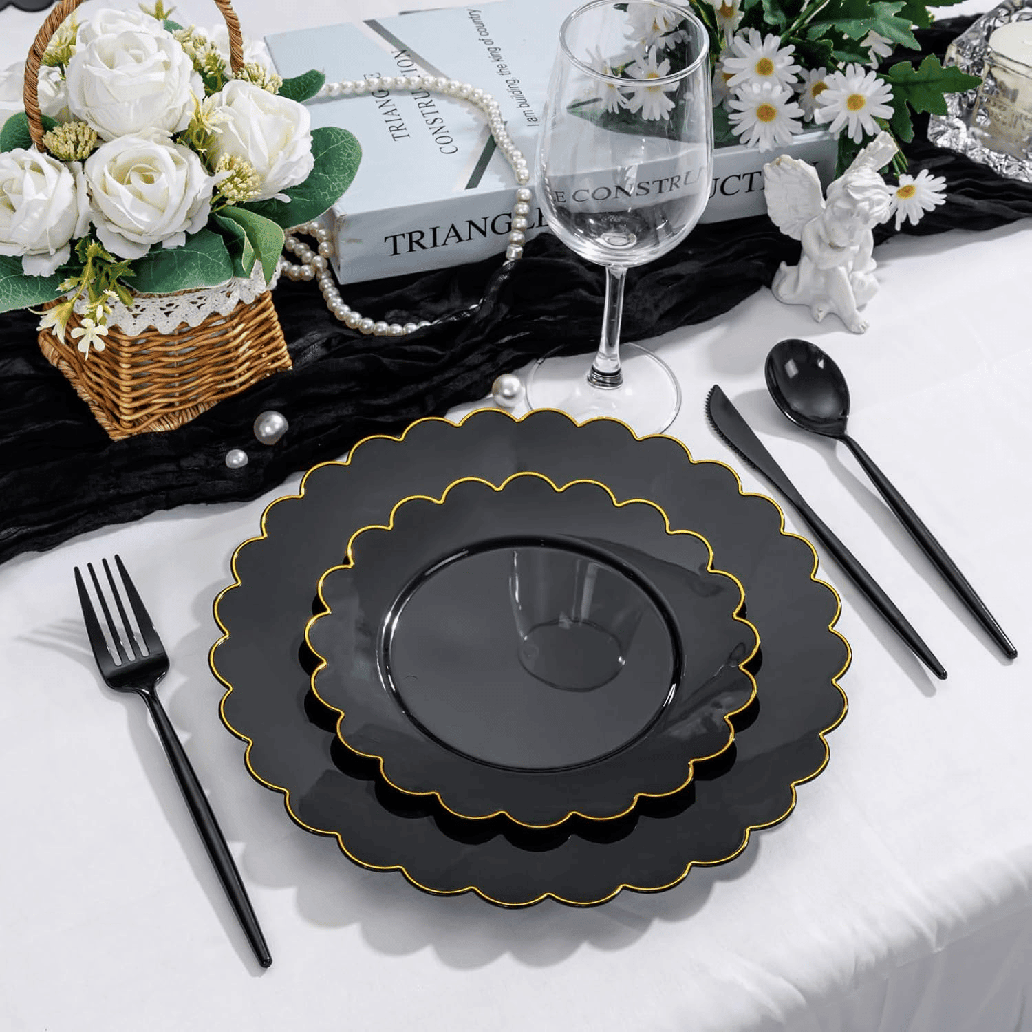 Black Classic Plastic Silverware Set — view 5