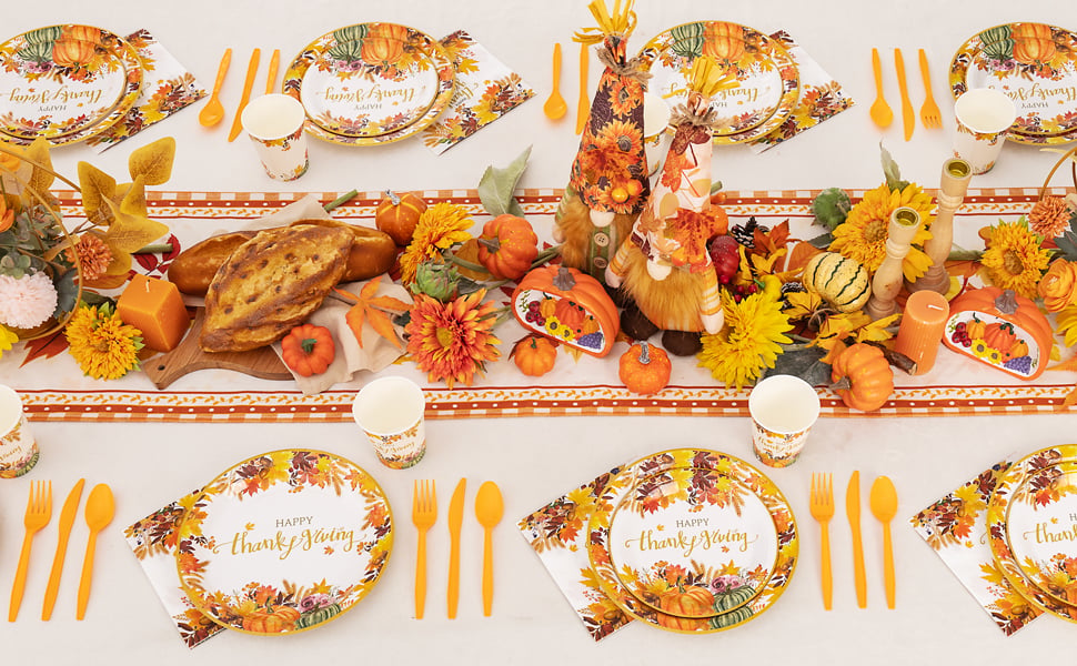 Light Yellow Thanksgiving Paper Plates and Napkins Sets — view 6