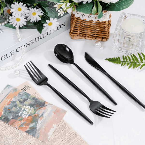 Black Classic Plastic Silverware Set — view 9