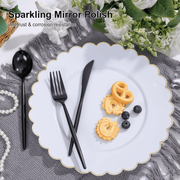 Black Classic Plastic Silverware Set — view 10