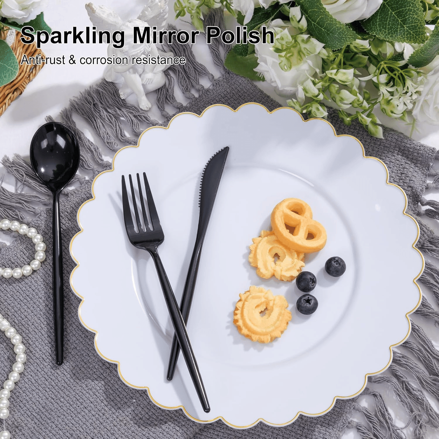 Black Classic Plastic Silverware Set — view 10