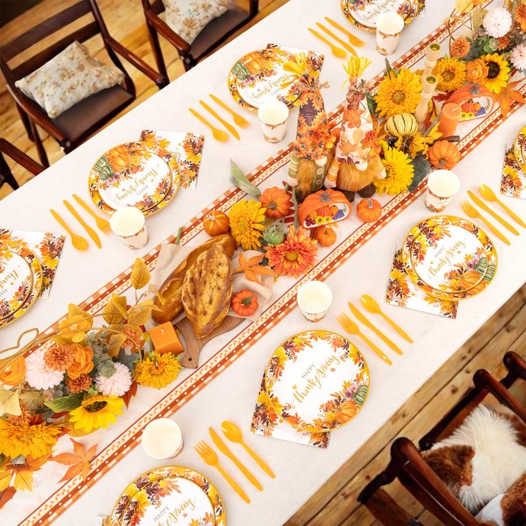 Light Yellow Thanksgiving Paper Plates and Napkins Sets — view 11