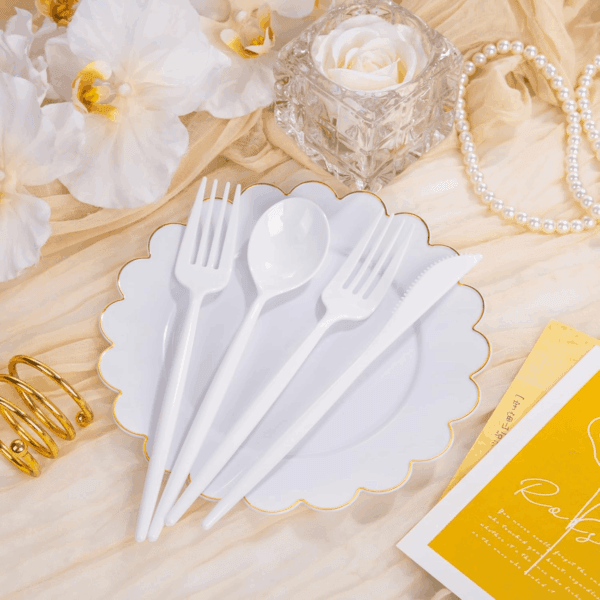 White Classic Plastic Silverware Set — view 5