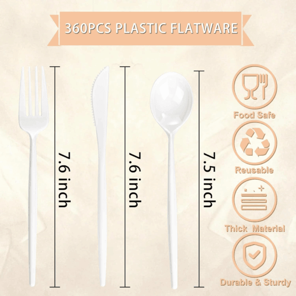 White Classic Plastic Silverware Set — view 6