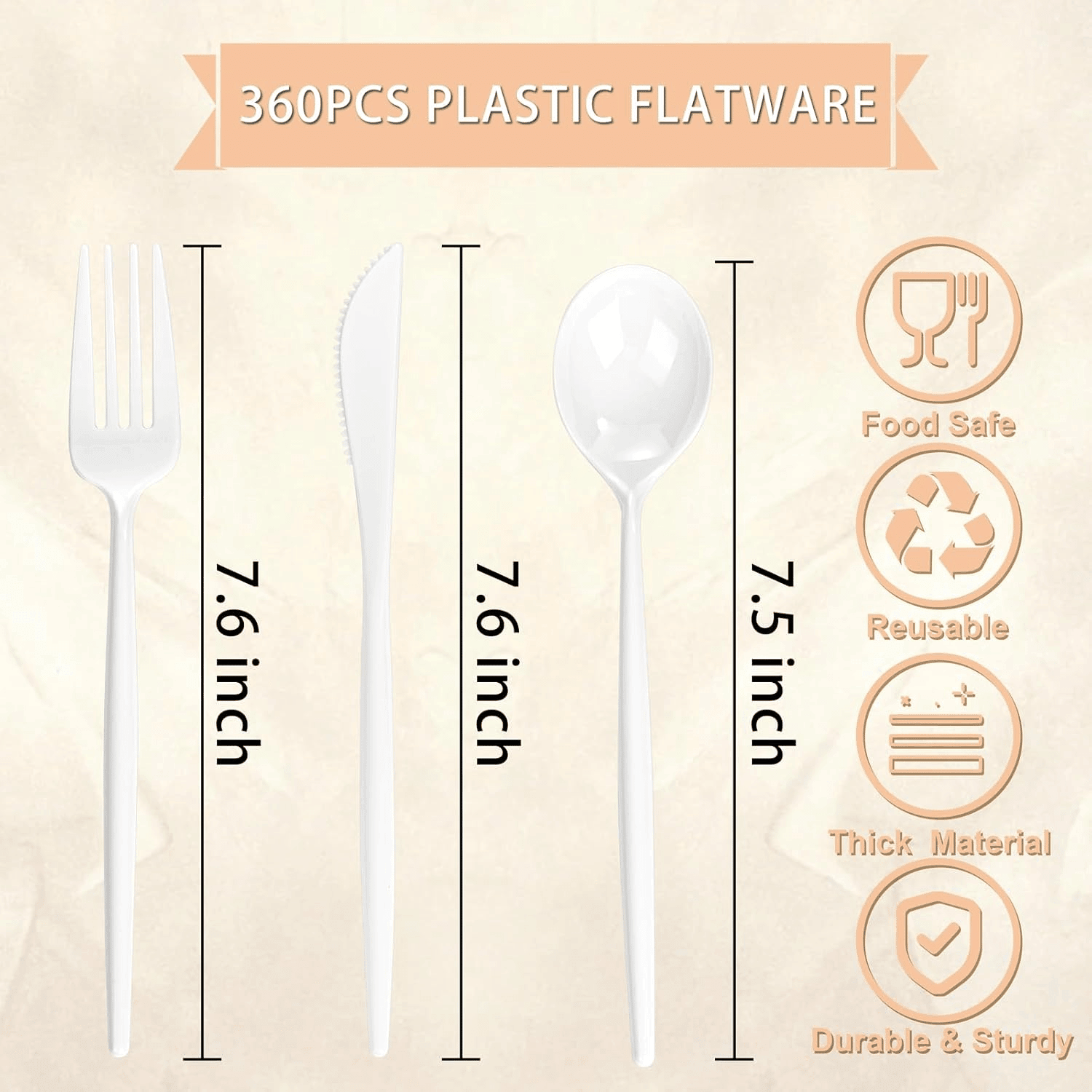 White Classic Plastic Silverware Set — view 6