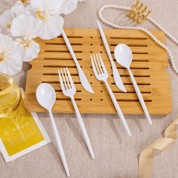 White Classic Plastic Silverware Set — view 7
