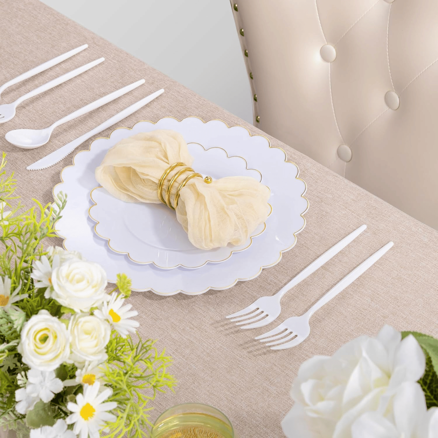 White Classic Plastic Silverware Set — view 10