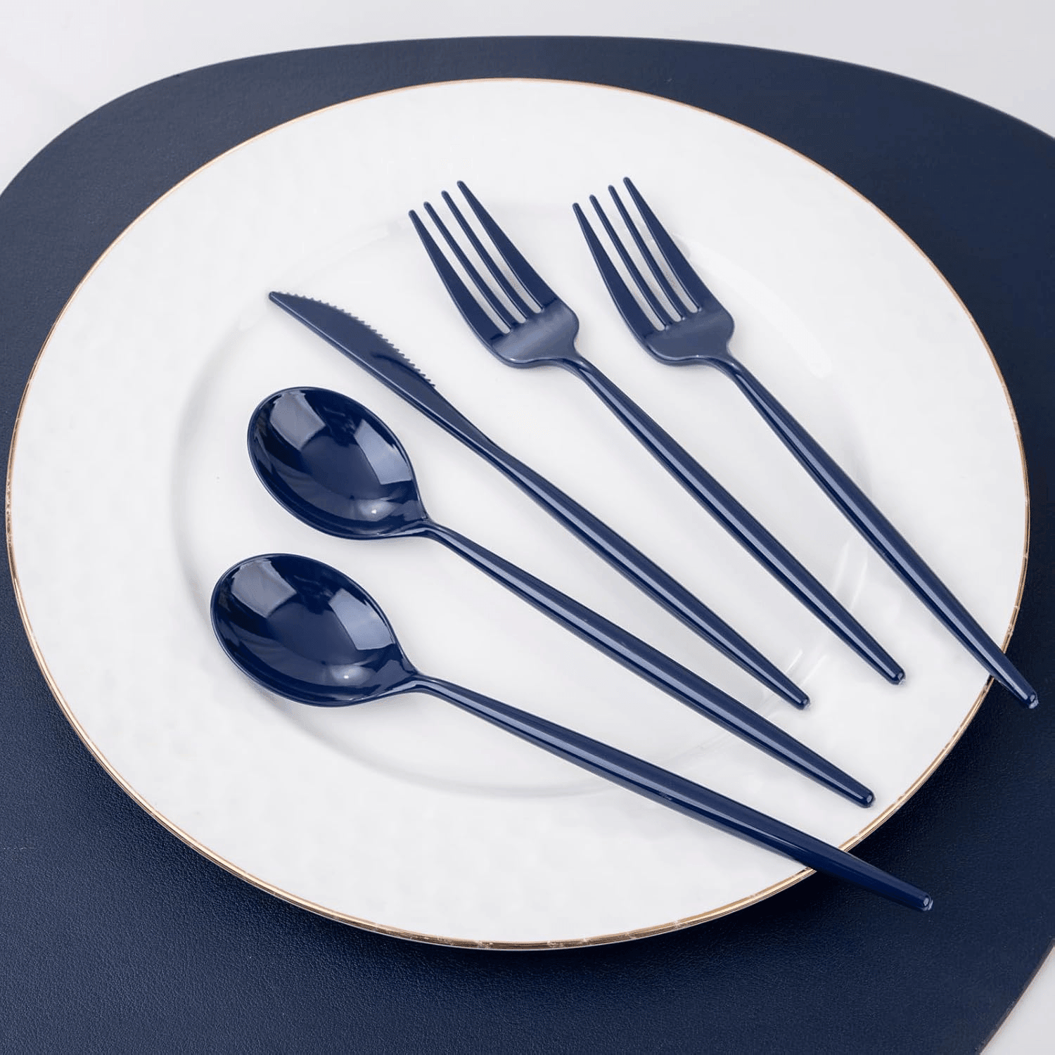 Blue Classic Plastic Silverware Set (180 Pieces) — view 5