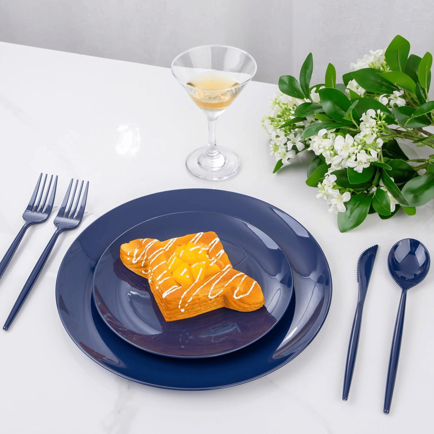 Blue Classic Plastic Silverware Set (180 Pieces) — view 6