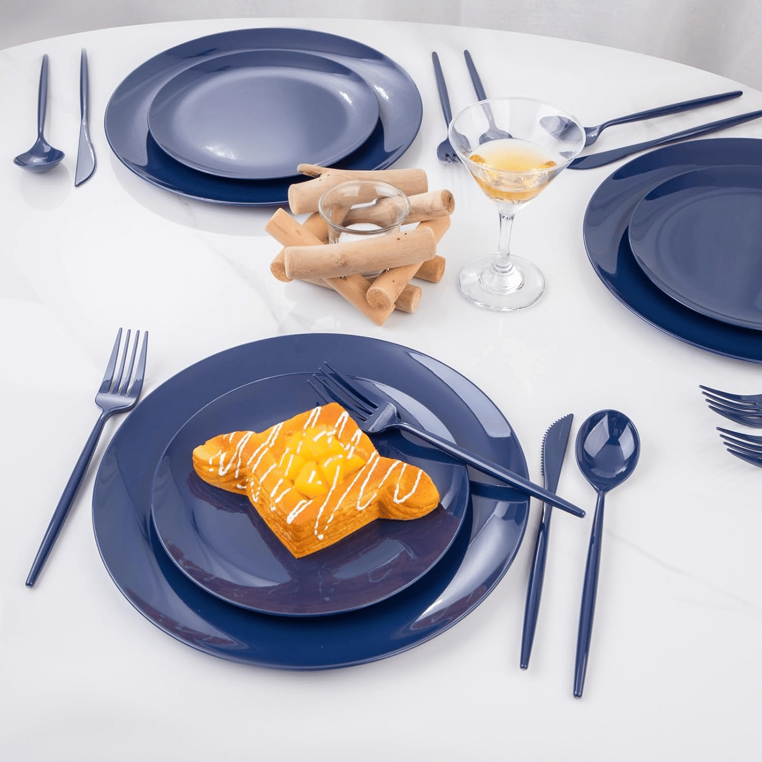 Blue Classic Plastic Silverware Set (180 Pieces) — view 8