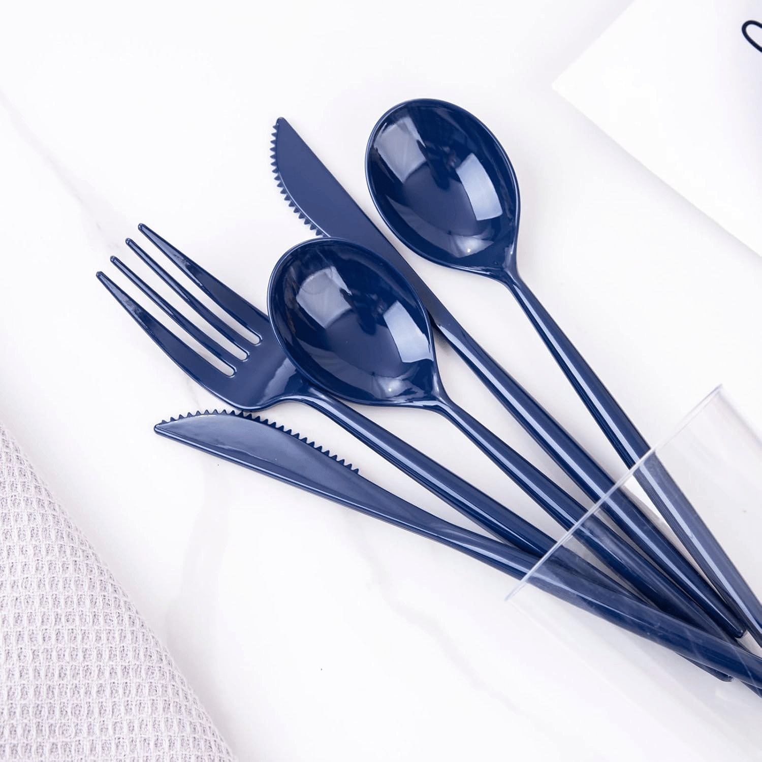Blue Classic Plastic Silverware Set (180 Pieces) — view 9