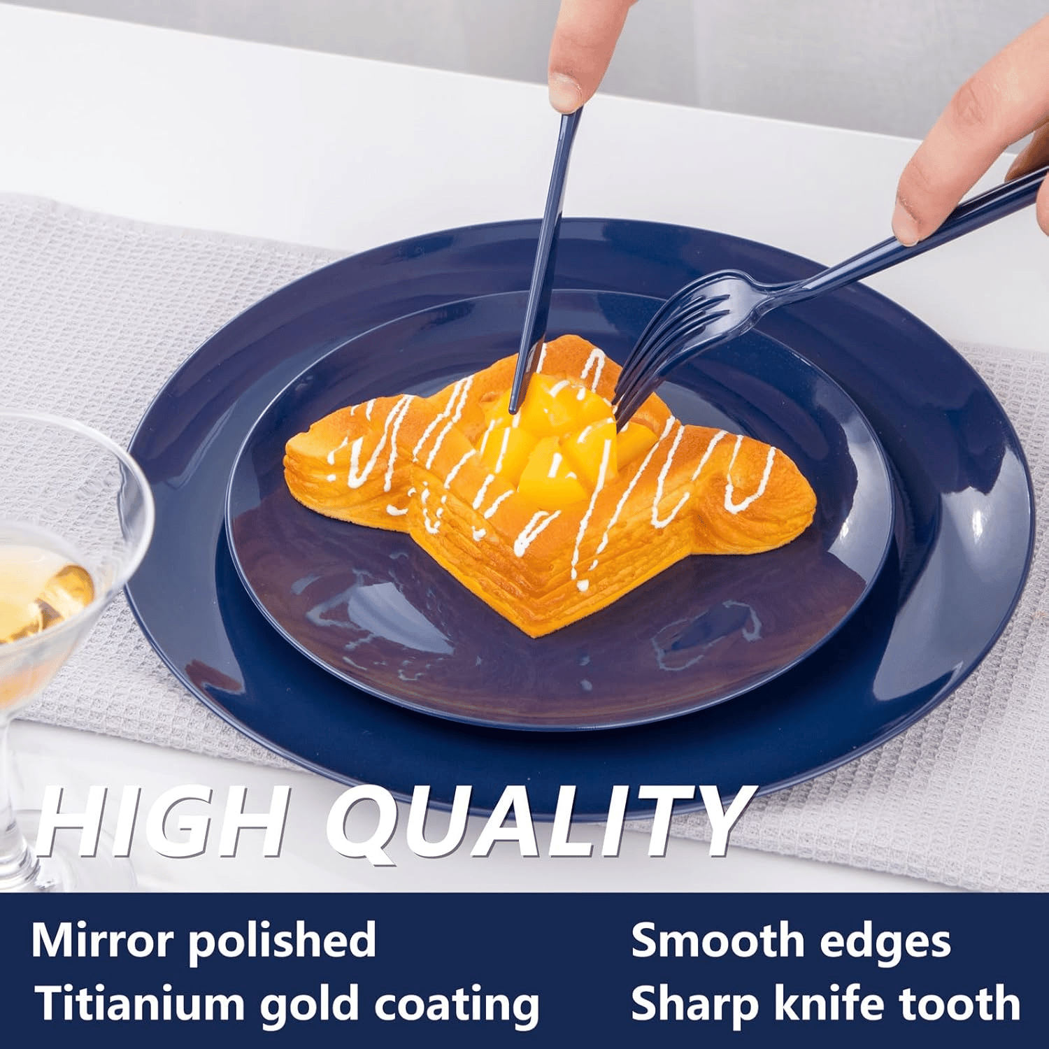Blue Classic Plastic Silverware Set (180 Pieces) — view 10