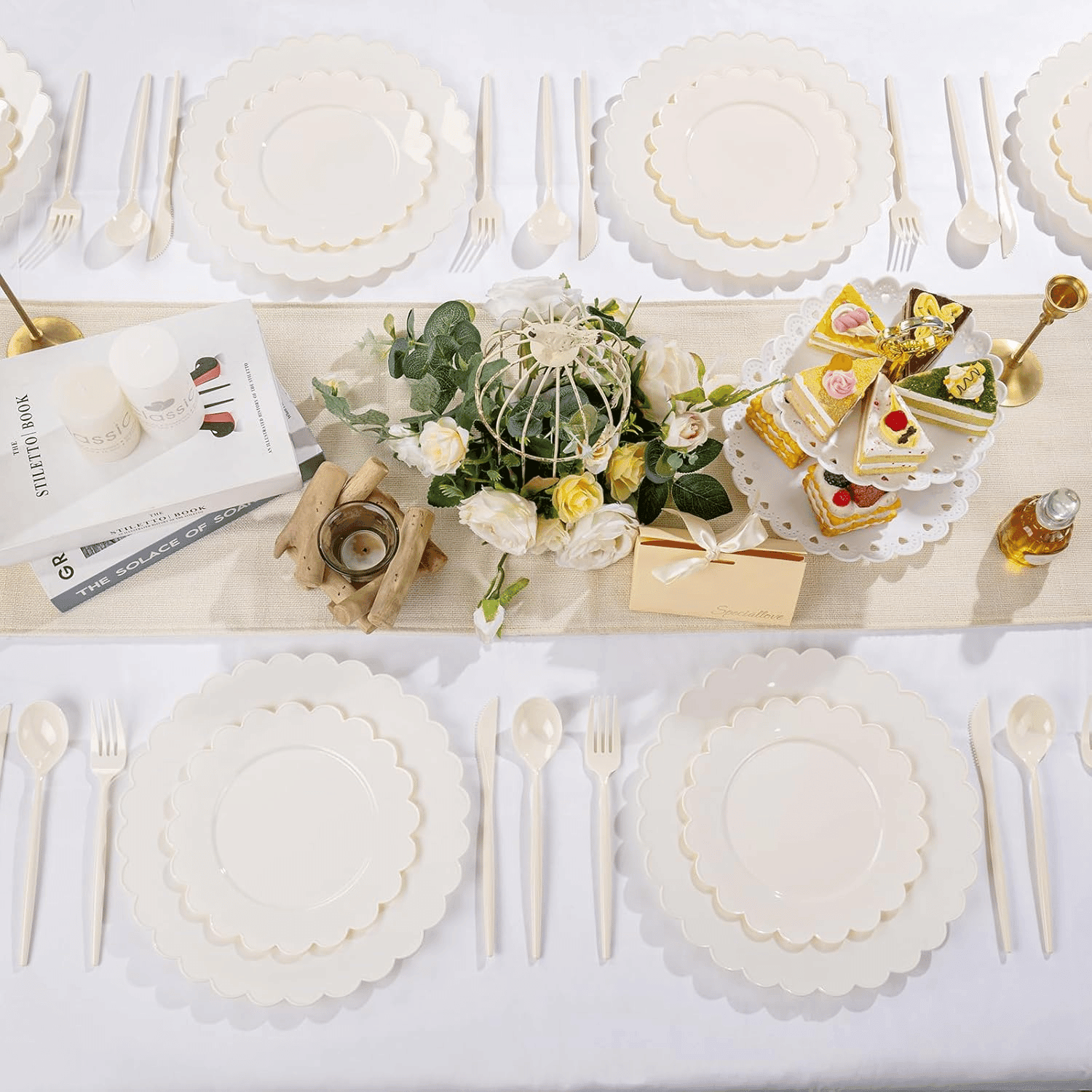 Beige Classic Plastic Silverware Set (180 Pieces) — view 3