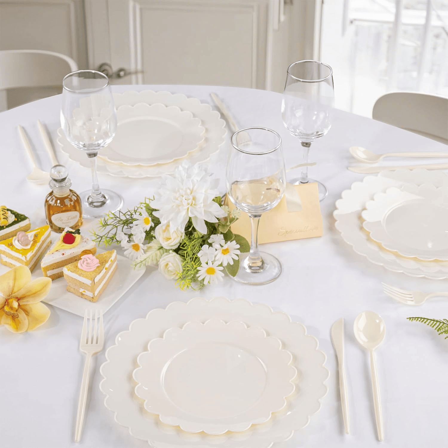 Beige Classic Plastic Silverware Set (180 Pieces) — view 4