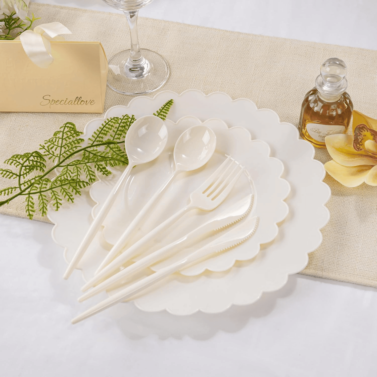 Beige Classic Plastic Silverware Set (180 Pieces) — view 6
