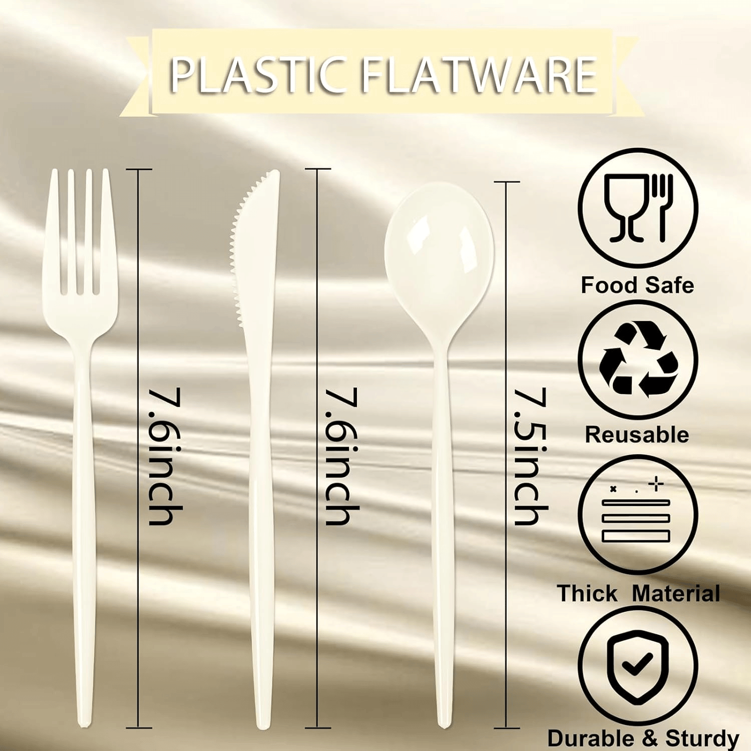 Beige Classic Plastic Silverware Set (180 Pieces) — view 7
