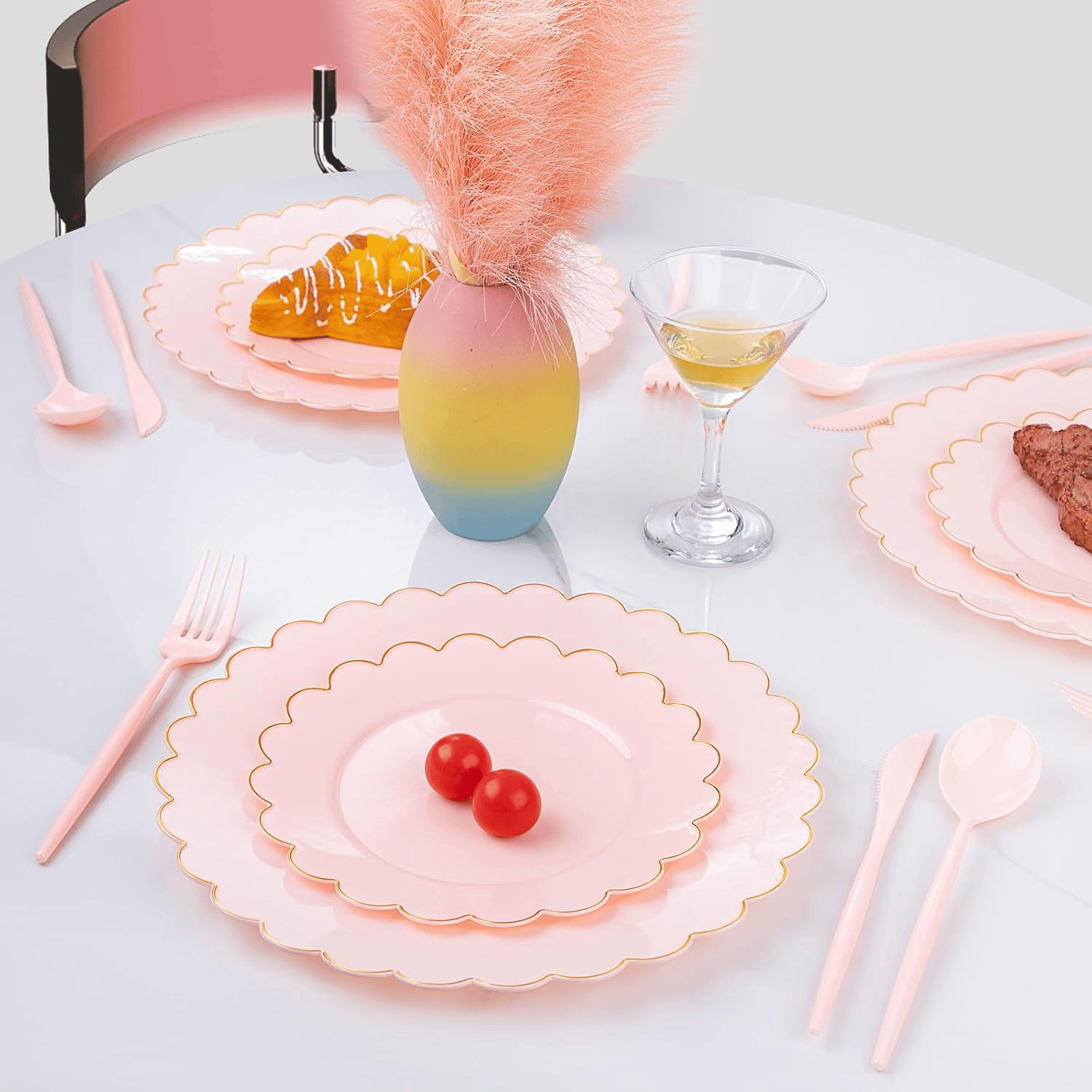 Pink Classic Plastic Silverware Set (180 Pieces) — view 9