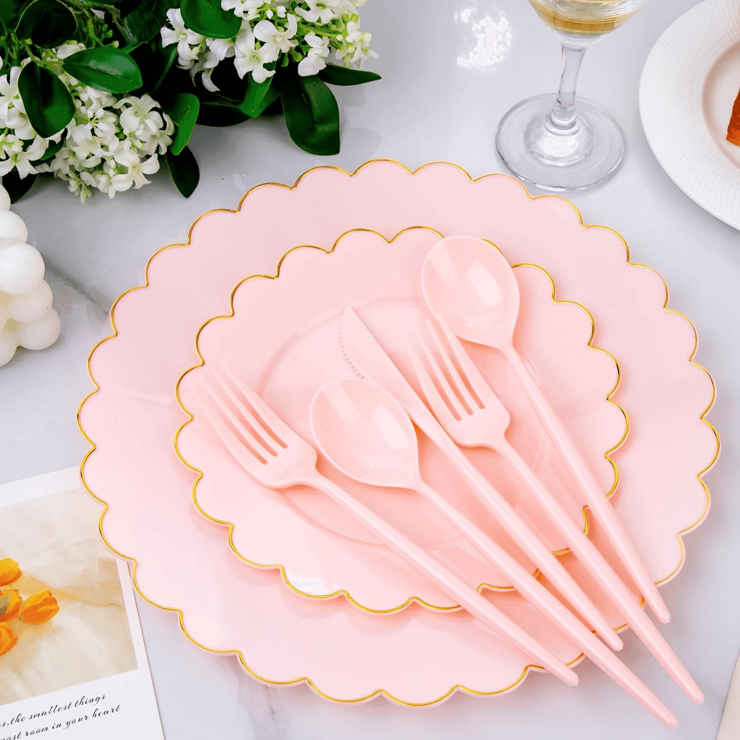 Pink Classic Plastic Silverware Set (180 Pieces) — view 10