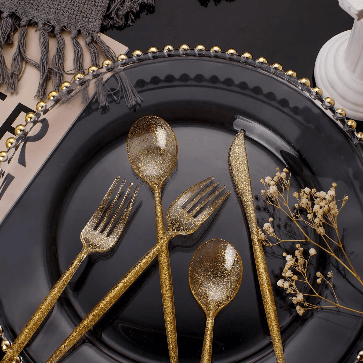 Gold Classic Plastic Silverware Set (180 Pieces) — view 8