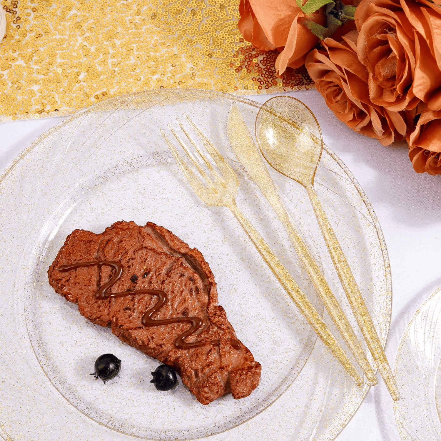 Gold Classic Plastic Silverware Set (180 Pieces) — view 9