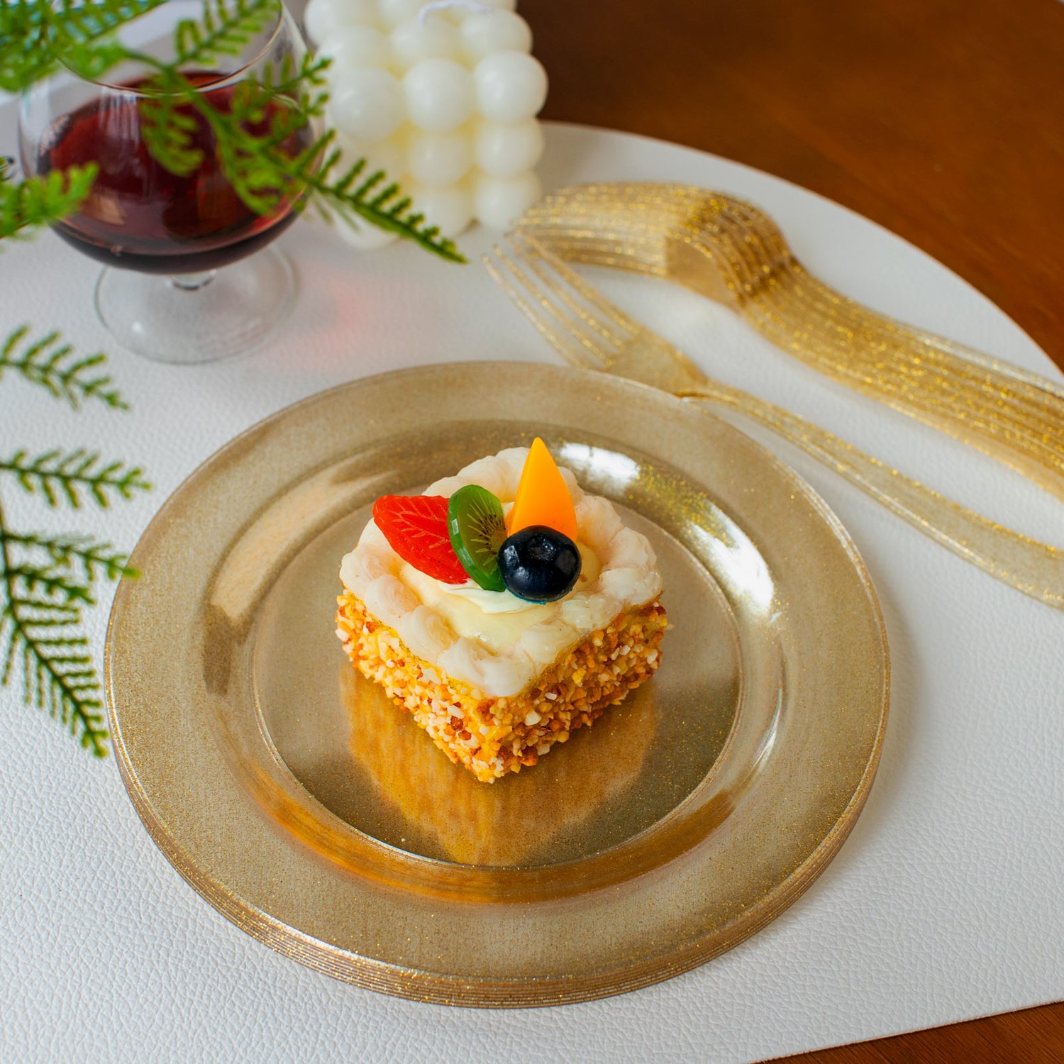 Gold Glitter Dessert Plates & Forks Set (144 Pieces) — view 4