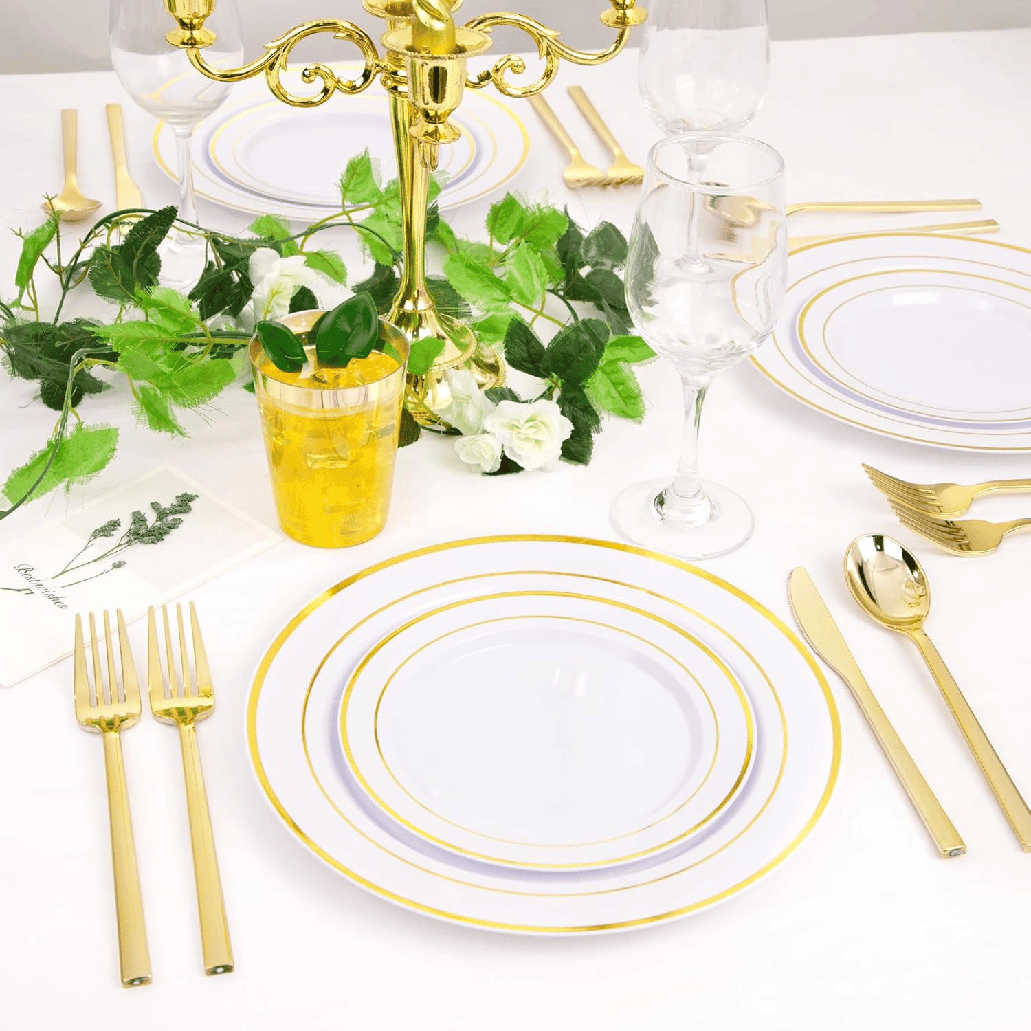 Gold Luxury Plastic Cutlery Set (180 Pieces) — view 8