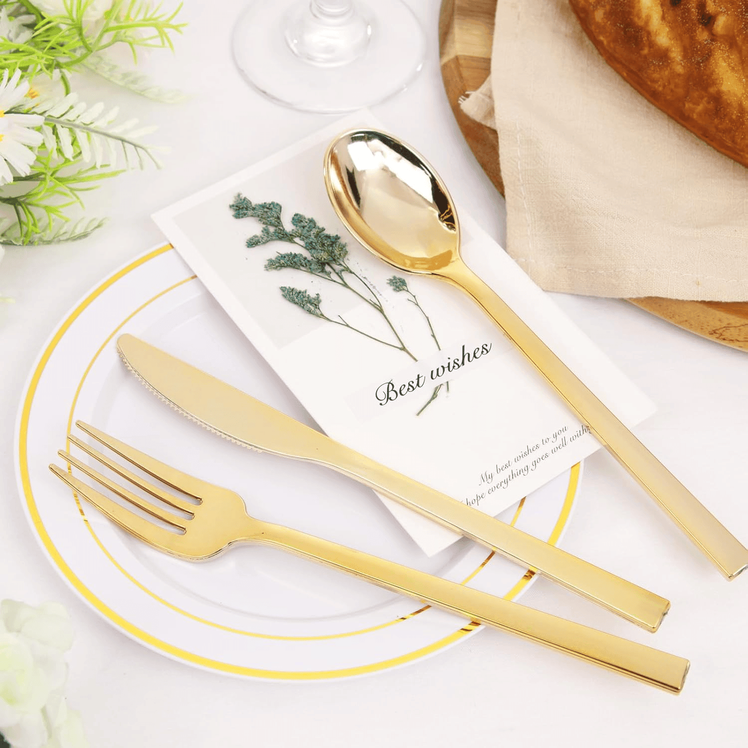 Gold Luxury Plastic Cutlery Set (180 Pieces) — view 9