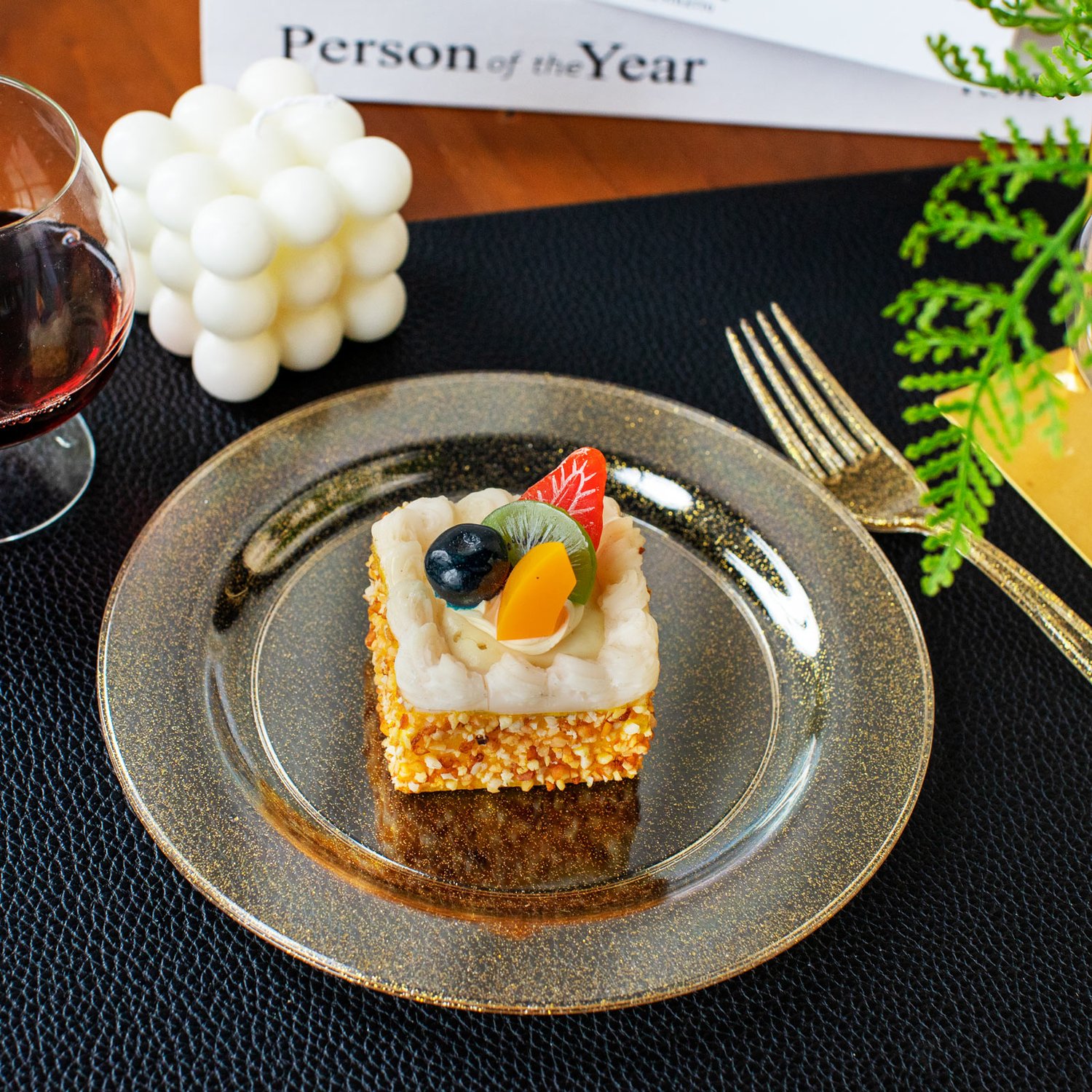 Gold Glitter Dessert Plates & Forks Set (144 Pieces) — view 6