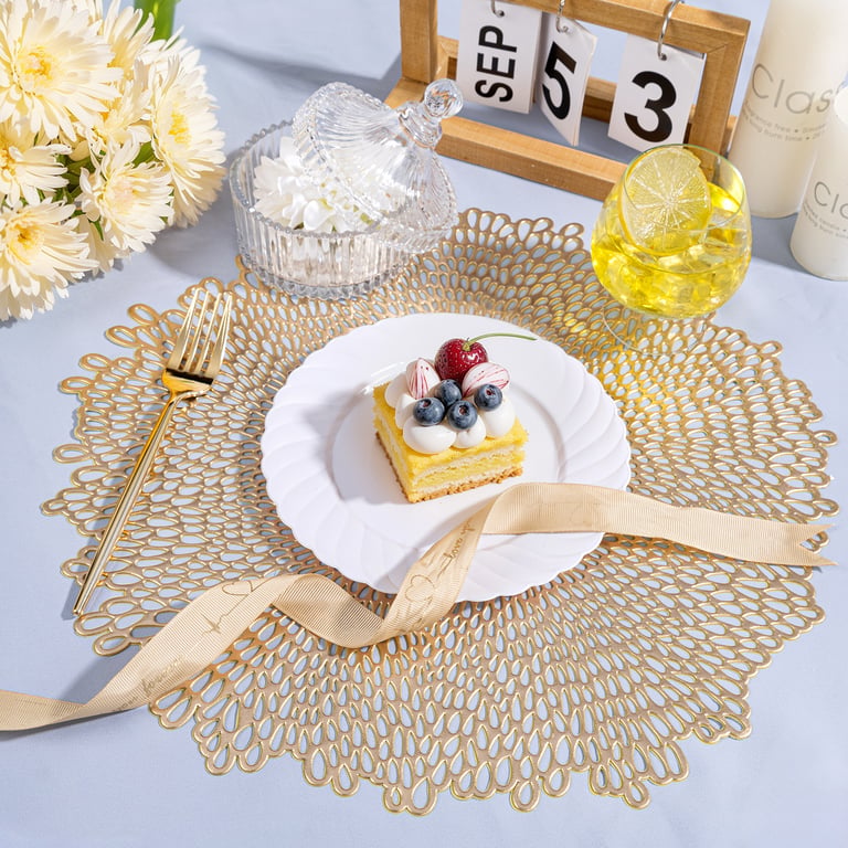 White Scalloped Plastic Plates Disposable — view 10