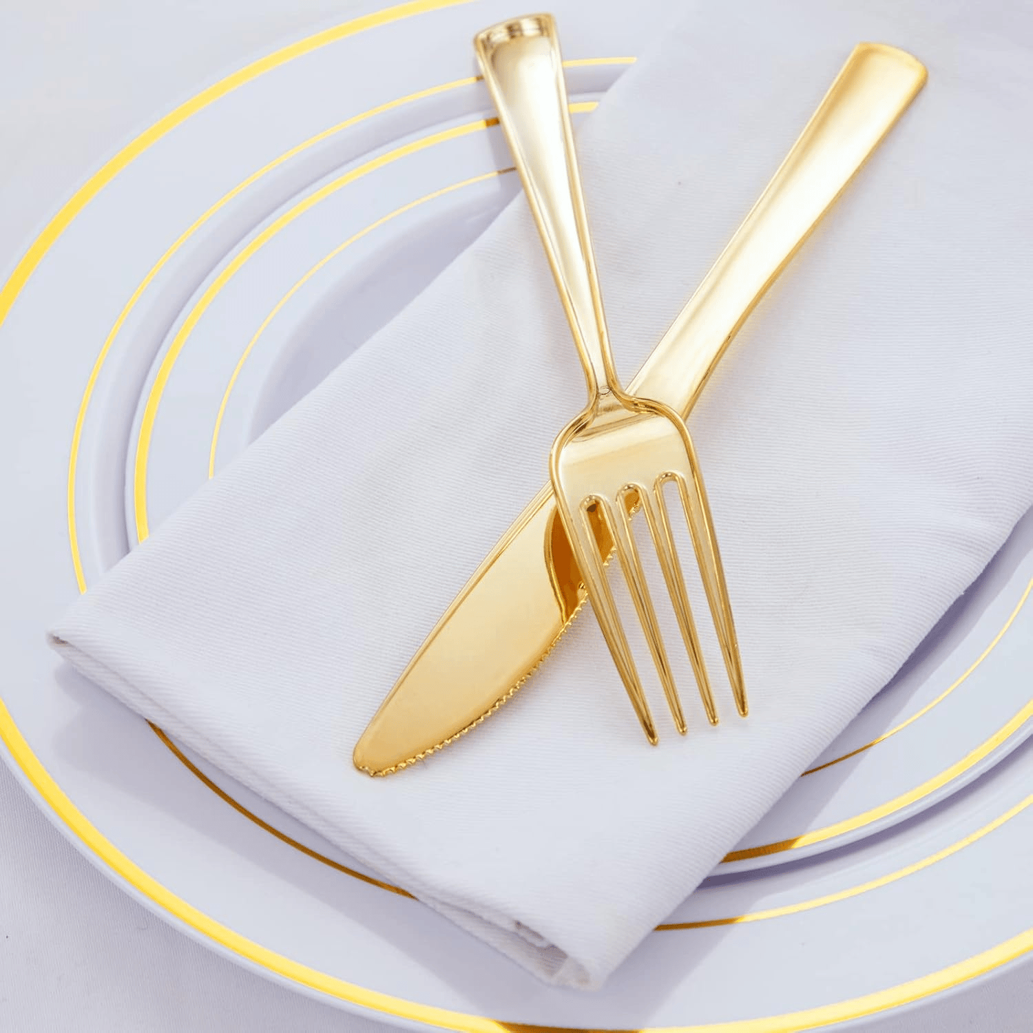 Modern Gold Plastic Flatware Set (120 Pieces) — view 7