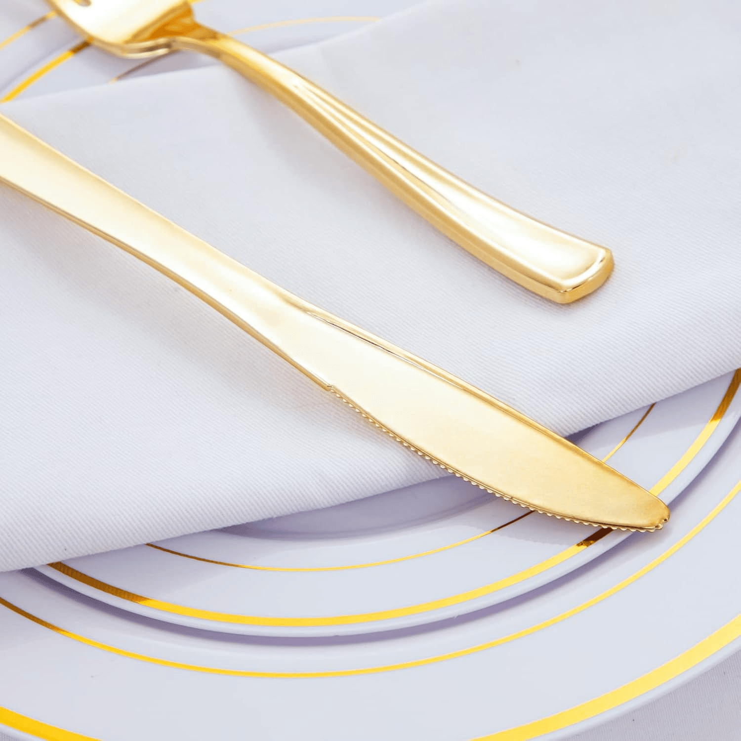 Modern Gold Plastic Flatware Set (120 Pieces) — view 8