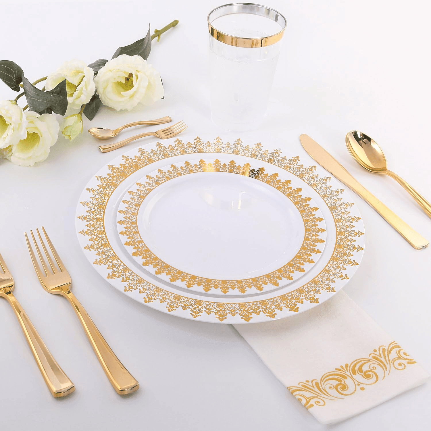 Modern Gold Plastic Flatware Set (120 Pieces) — view 9