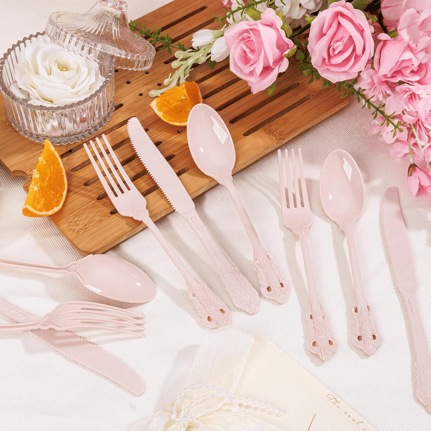 Pink Plastic Flatware Set (120 Pieces) — view 8