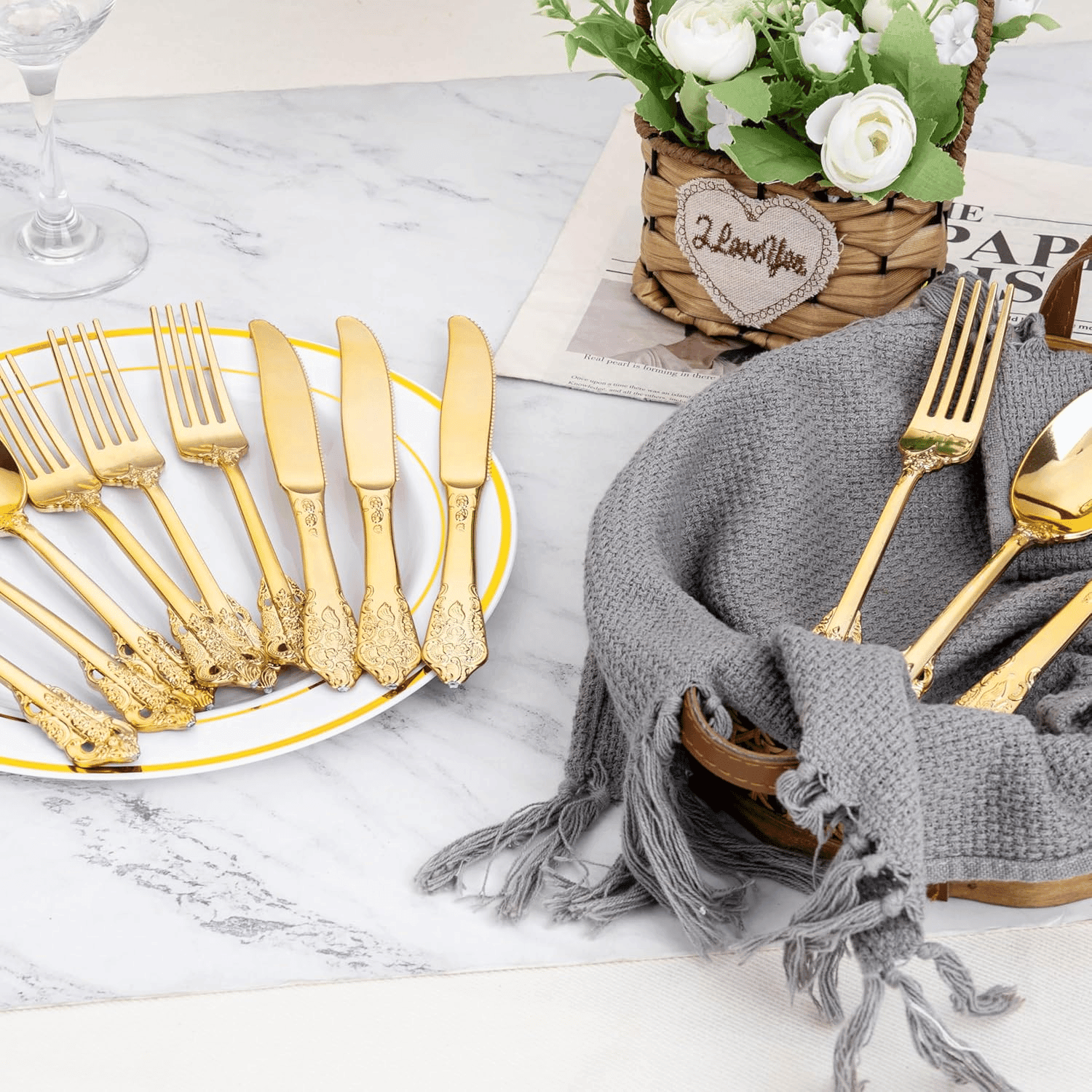 Gold Plastic Flatware Set (120 Pieces) — view 10