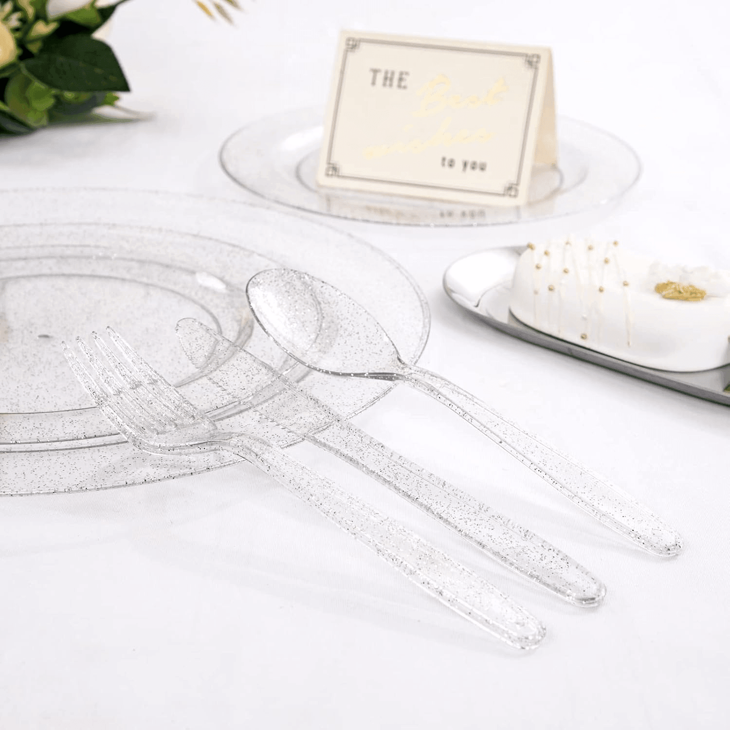 Silver Glitter Plastic Silverware Set (360 Pieces) — view 8