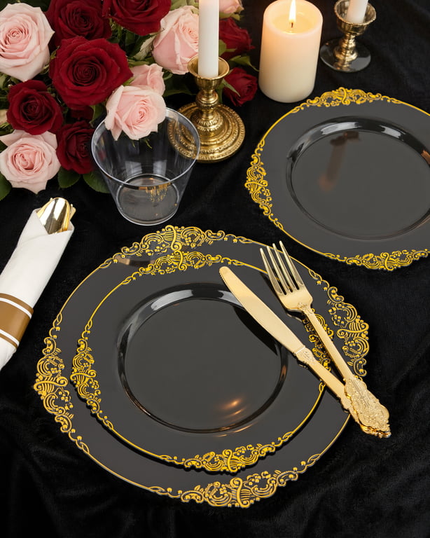 Black Plastic Plates Set — view 7