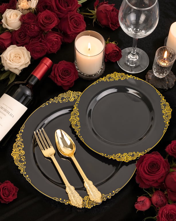 Black Plastic Plates Set — view 8