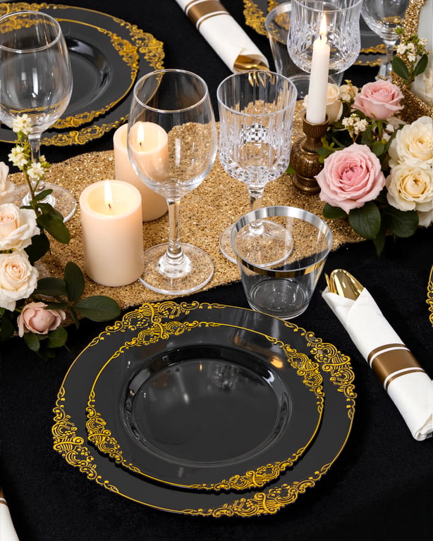 Black Plastic Plates Set — view 10
