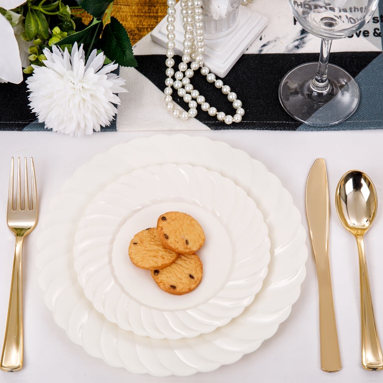 Ivory U-QE Plastic Plates — view 8