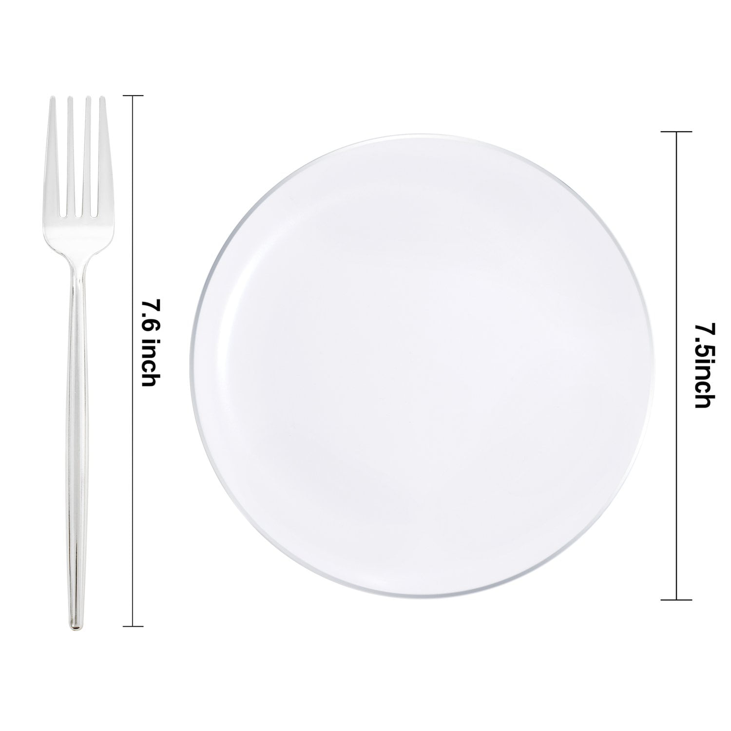 Silver Dessert Plates & Forks Set (200 Pieces) — view 2