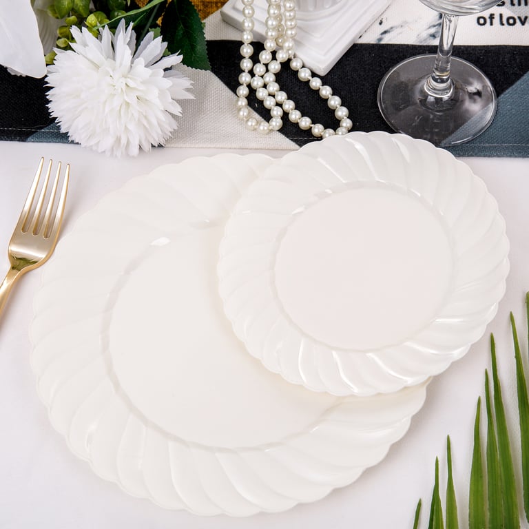 Ivory U-QE Plastic Plates — view 9